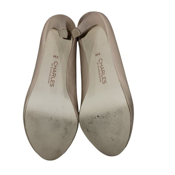 Charles By Charles David Peep Toe Beige Patent Leather Heels Size 8 - Picture 6 of 10